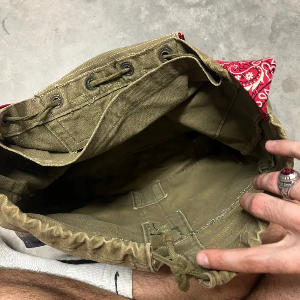 Handmade Czech Canvas Messenger Bag Blue Bandana Paisley Olive Green Crossbody